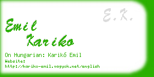 emil kariko business card